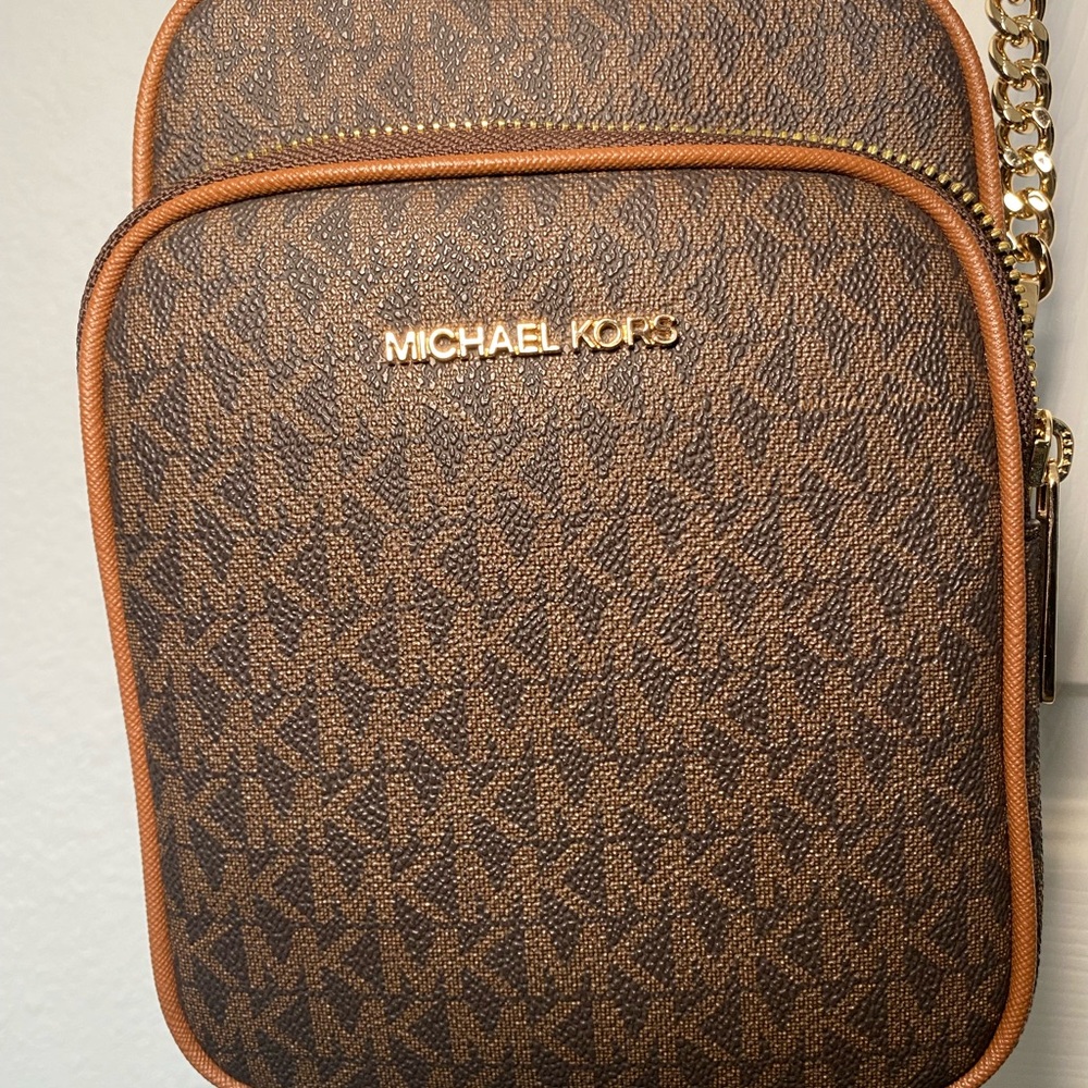 Michael Kors Women's Jet Set Travel Wallet Crossbody Bag Small Classic Brown
